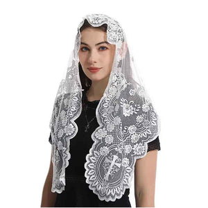 Embroidery Church Lace Mantilla Catholic Chapel Veil Triangular Head Covering Catholic Veil
