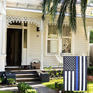 【Update Version】 Blue Line Garden American Flag - 12.5 X 18 Inch Double Sided Police Yard Flags for Honoring Law Enforcement Officers Fade-Resistant