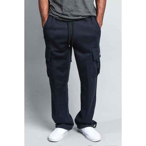 Men'S Solid Fleece Heavyweight Cargo Sweat Pants