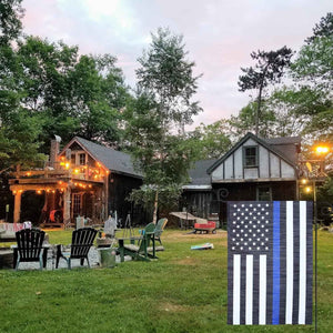 【Update Version】 Blue Line Garden American Flag - 12.5 X 18 Inch Double Sided Police Yard Flags for Honoring Law Enforcement Officers Fade-Resistant