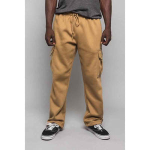 Men'S Solid Fleece Heavyweight Cargo Sweat Pants