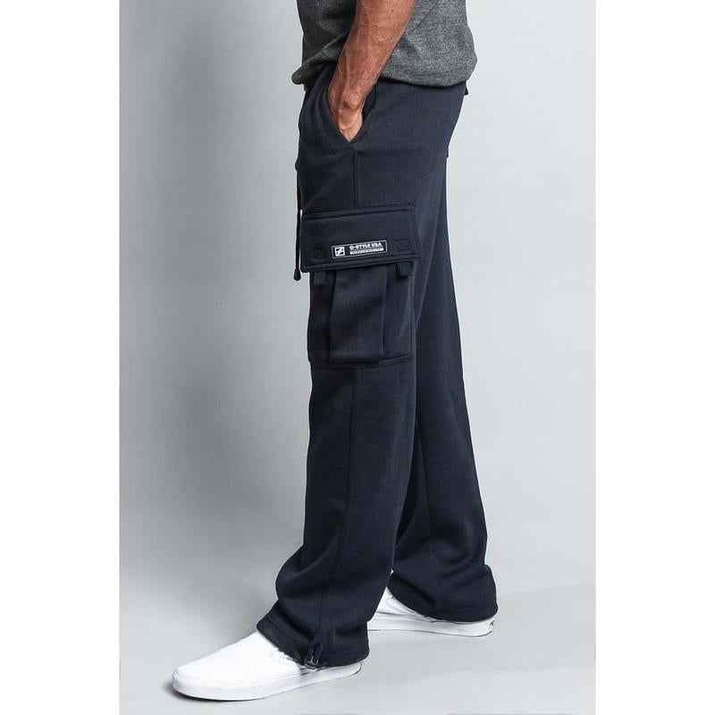 Men'S Solid Fleece Heavyweight Cargo Sweat Pants