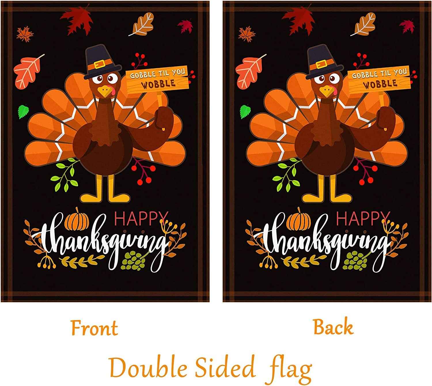 Thanksgiving Garden Flag - 28 X 40 Inch Double-Sided Turkey House Flag for Decoration