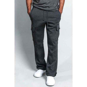 Men'S Solid Fleece Heavyweight Cargo Sweat Pants